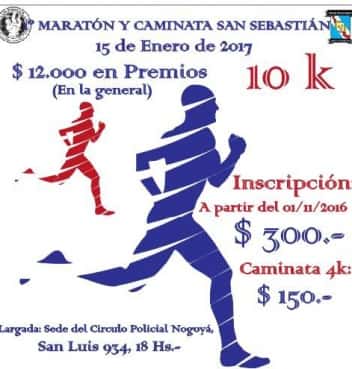 Este domingo se realizará la maratón y caminata San Sebastián en Nogoyá