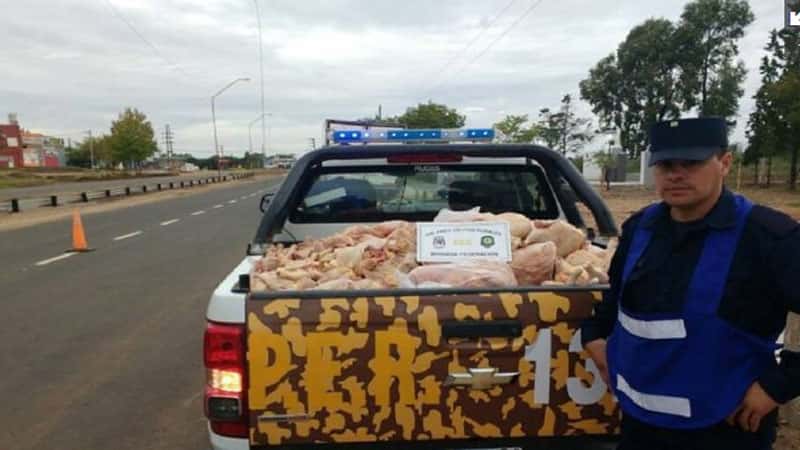 En el ingreso a la localidad de Chajarí decomisaron 600 kilos de pollos trozados