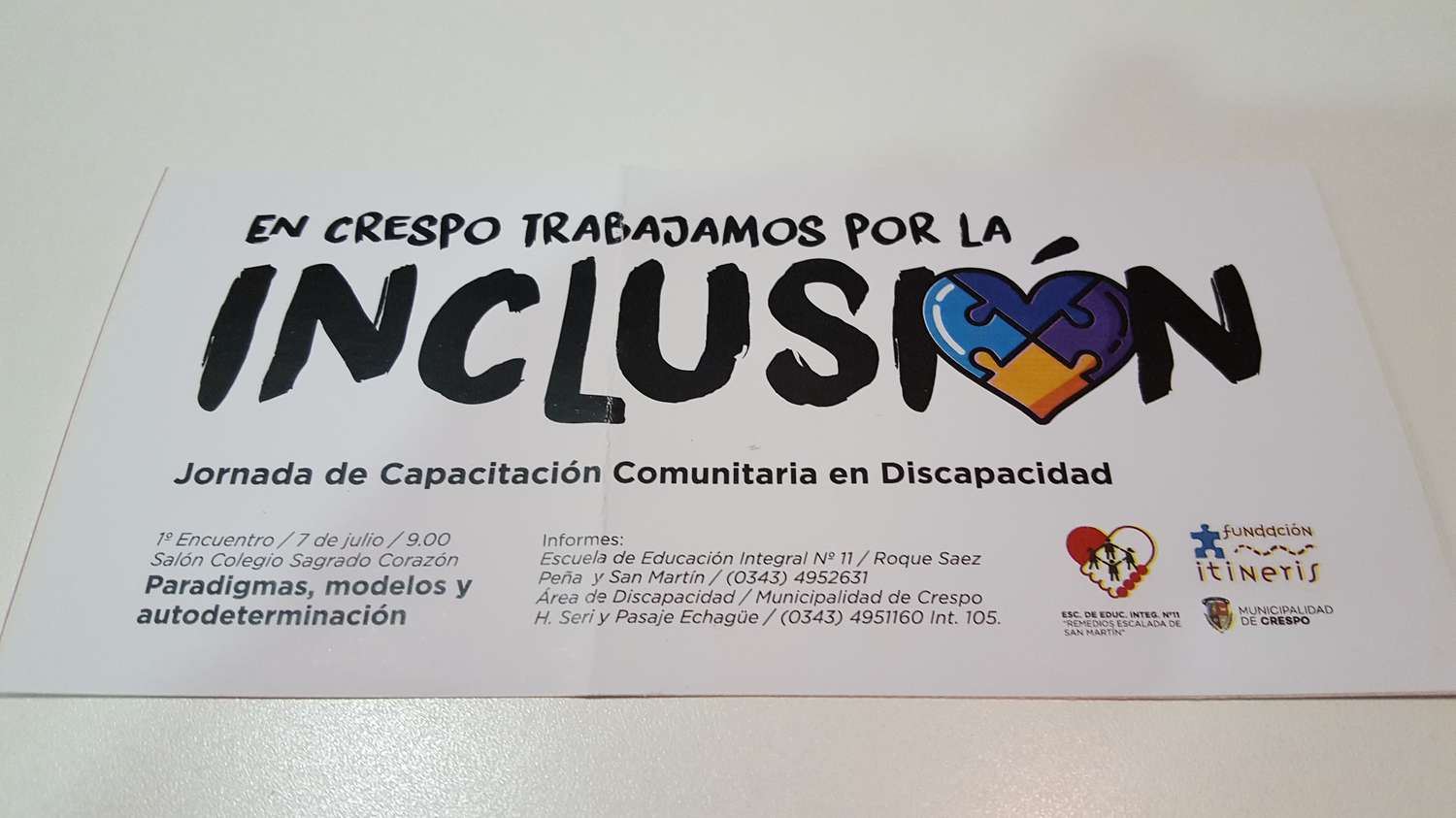 Conferencia abierta y gratuita «En Crespo trabajamos por la inclusión»