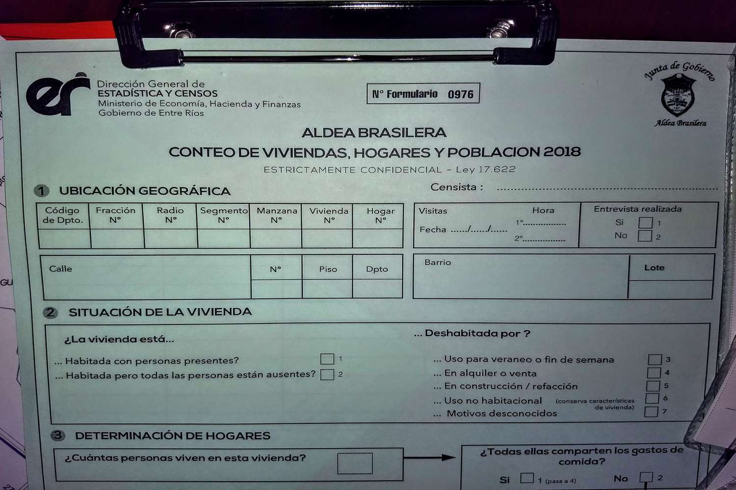 Este domingo se realizará el Censo Provincial de Población en Aldea Brasilera