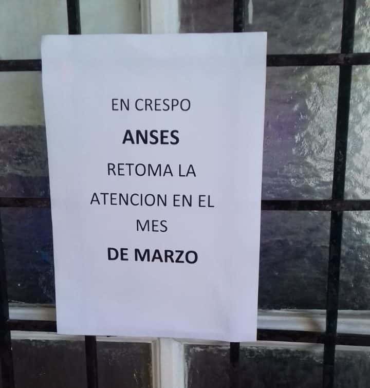 La oficina de ANSES en Crespo volverá a abrir en marzo