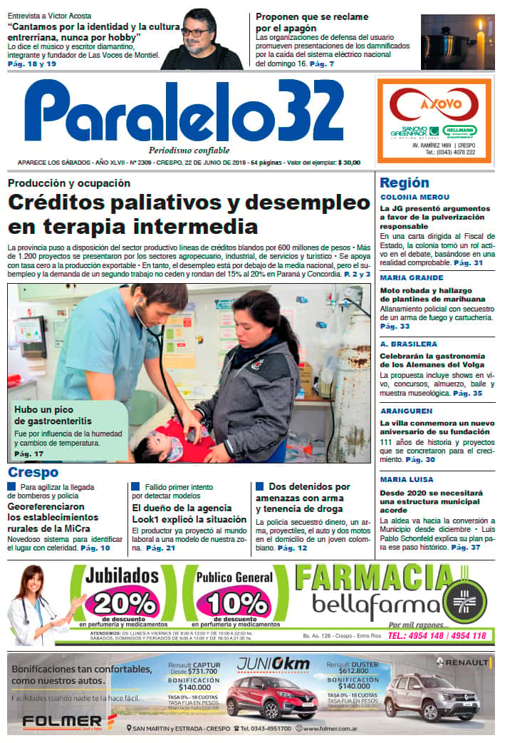 Tapa Paralelo 32 edición Crespo sábado 22 de junio 2019