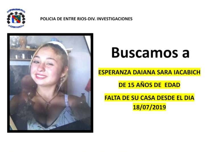 Buscan a una adolescente que desapareció en Nogoyá