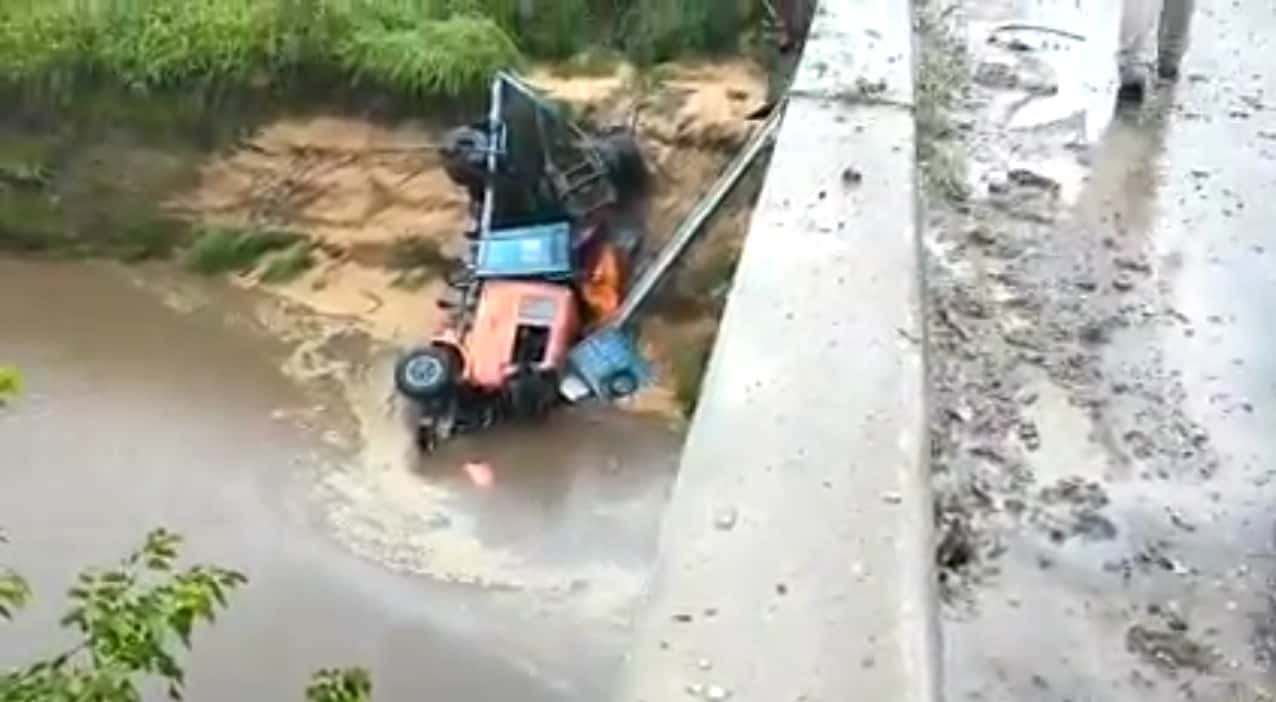 Ruta Nacional 18: El video muestra el puente donde cayó el camión durante el temporal