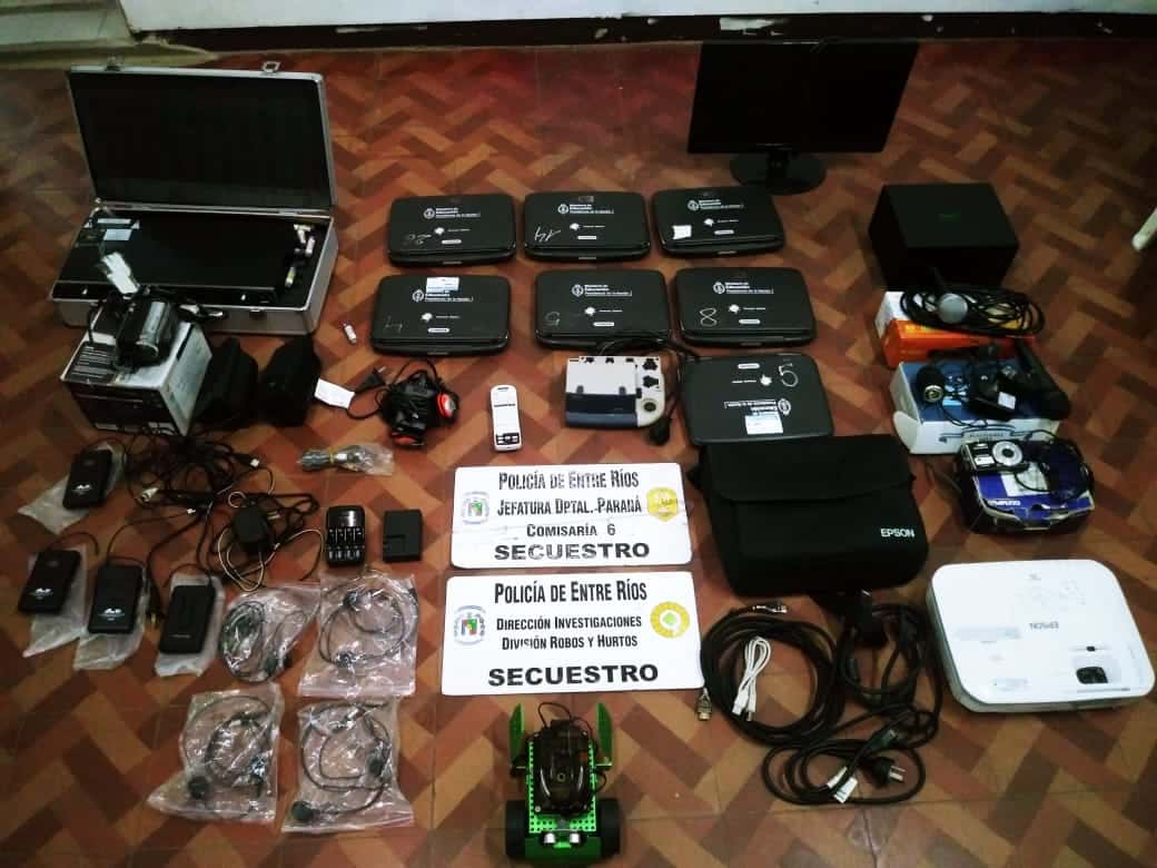 Recuperaron elementos informáticos robados en escuela de Paraná