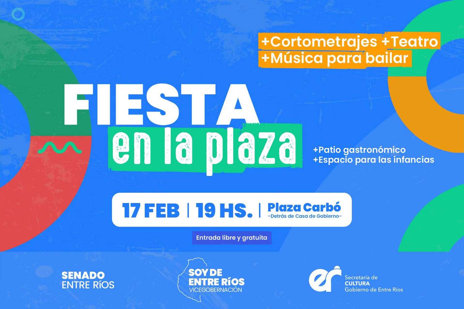 Con proyección de cortometrajes, música y teatro, se realizará «Fiesta en la Plaza»
