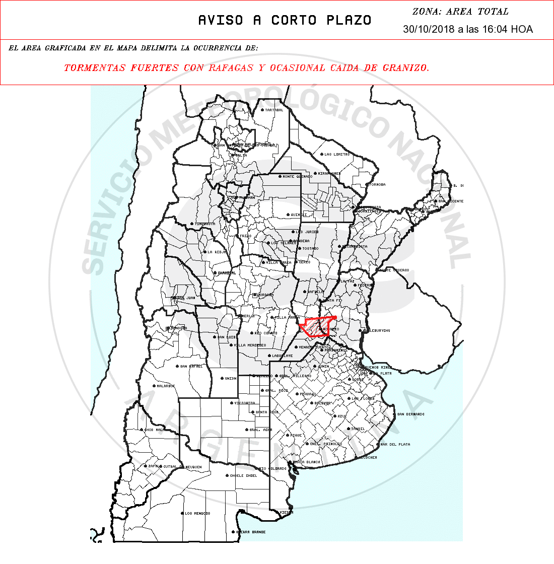 Hay alerta por tormentas y granizo para Entre Ríos